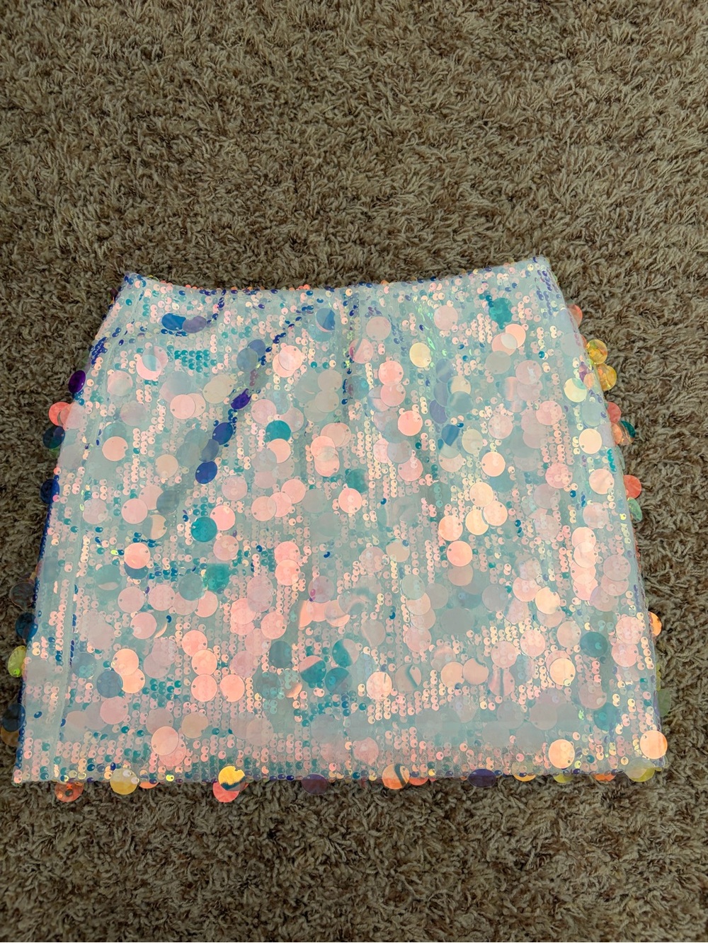 White/Multi-Colored Sequin Skirt